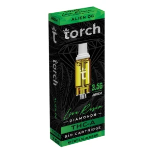 Torch Alien Og Cartridges OG is a potent strain out of this world. Its otherworldly aroma combines earthy notes with a hint of pine and flavour.