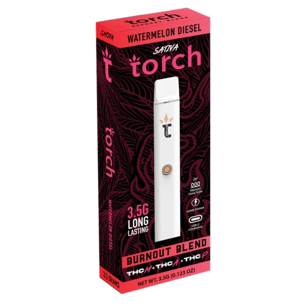 Torch Disposable Watermelon Diesel is a juicy and revitalizing flavor that combines the crispness of watermelon with a hint of diesel for a unique twist.